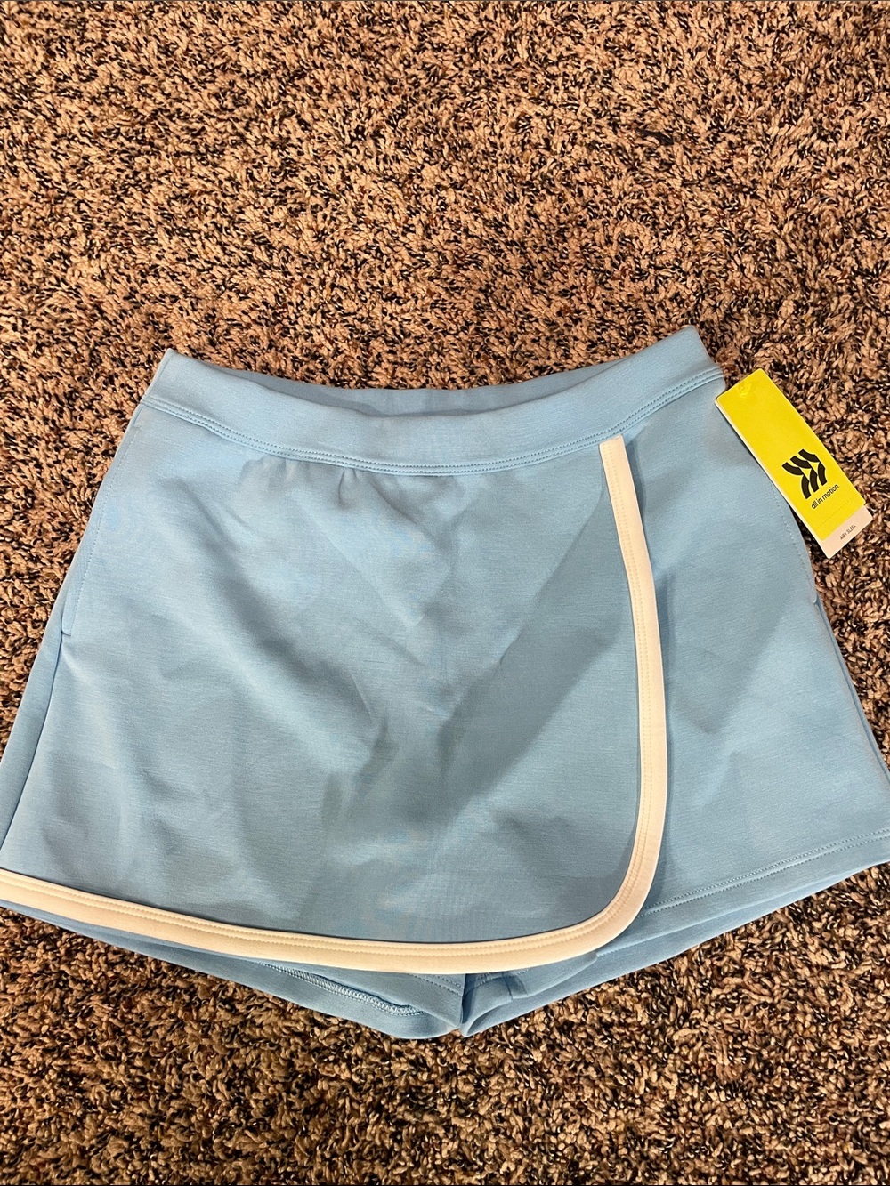 All In Motion Girls Airy Sleek Luxe Active Skort Blue with White Trim Sz M (8)